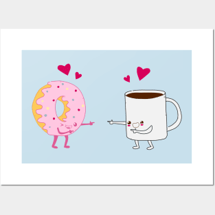 Donut and Coffee Pair Posters and Art